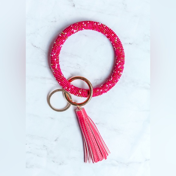 Beaded bracelet bangle car Keychain holder wristlet Key Ring - Picture 6 of 6